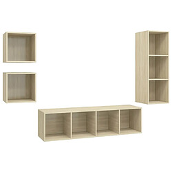 vidaXL Ensemble de meubles TV 4 pcs Chêne sonoma Bois d'ingénierie