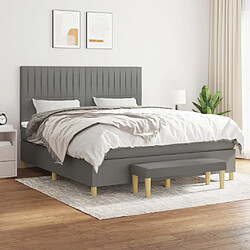 Maison Chic Lit Adulte - Lit simple Lit à sommier tapissier avec matelas moelleux - Meuble de Chambre - Gris foncé 180x200cm Tissu -MN88185