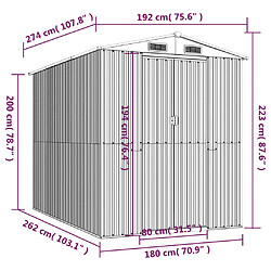 Helloshop26 Abri de jardin cabane cabanon maison de stockage remise extérieur hangar outils robuste 192 x 274 x 223 cm acier galvanisé vert 02_0022362 pas cher