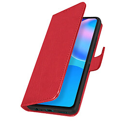 Avizar Étui Huawei P smart 2021 Protection avec Porte-carte Fonction Support Rouge