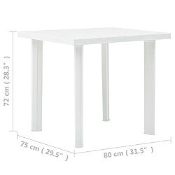 Acheter vidaXL Table de jardin Blanc 80x75x72 cm Plastique