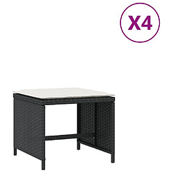 vidaXL Tabourets de jardin et coussins lot de 4 noir 41x41x36 cm rotin