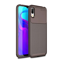 Wewoo Coque en TPU antichoc Texture fibre de carbone Beetle Series pour HuY6 Pro (2019) (Marron)