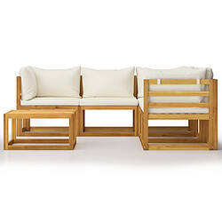 Avis Maison Chic Salon de jardin 6 pcs - Table et chaises d'extérieur - Mobilier/Meubles de jardin Moderne avec coussin Crème Bois d'acacia solide -MN89752