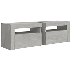 Avis Maison Chic Lot de 2 Tables de chevet,Table de nuit,Table d'appoint pour salon avec LED Gris béton 60x35x40 cm -MN94879