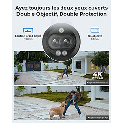 Reolink 8MP Caméra Surveillance Extérieure PoE, Double Objectif et Double Vue, Vue à grand angle & rapprochée, Détection Intelligente, Vision Nocturne Couleur avec Projecteurs