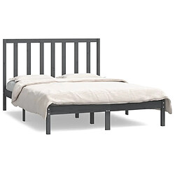 vidaXL Cadre de lit sans matelas gris 135x190 cm bois de pin massif