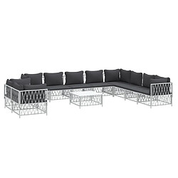 Avis Maison Chic Salon de jardin 11 pcs avec coussins - Table et chaises d'extérieur - Mobilier/Meubles de jardin Moderne blanc acier -MN39250