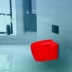 Loobow Toilette suspendu de couleur rouge Cuvette WC en céramique