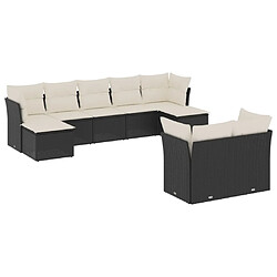 Maison Chic Salon de jardin 9 pcs avec coussins | Ensemble de Table et chaises | Mobilier d'Extérieur noir résine tressée -GKD88181