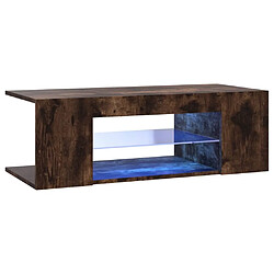 Maison Chic Meubles TV avec lumières LED - Banc TV pour salon Chêne fumé 90x39x30 cm -MN81250