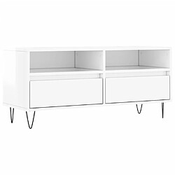 Maison Chic Meuble TV scandinave - Banc TV pour salon blanc brillant 100x34,5x44,5 cm bois d'ingénierie -MN31527