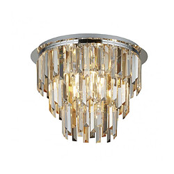 Searchlight Plafonnier Design Clarissa 5 ampoules Verre,acier doux Chrome,gris,ambre,Transparent,fumé