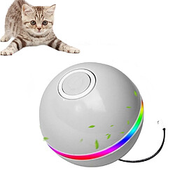 Universal Balle de jouet de chat interactif intelligent Balle de rotation automatique LED colorée avec plume de chat mint Bell Jouet de boule de chat rechargeable USB | Jouet pour chat (gris)