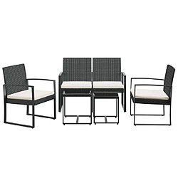 Avis Ensemble salle à manger de jardin 5 pcs avec coussins,Ensemble à dîner d'extérieur noir rotin PP -MN61613