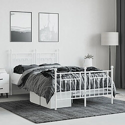 Avis Maison Chic Lit adulte - Lit simple Cadre de lit métal avec tête de lit/pied de lit,Structure du lit Contemporain pour chambre blanc 120x190cm -MN33097