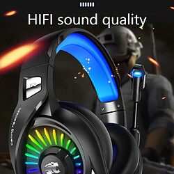 General Casque de jeu surround stéréo 7.1 avec microphone, casque supra-auriculaire avec lumière LED RVB, bandeau à réglage automatique, micro antibruit, compatible avec PS4 PS5 Xbox PC Laptop(lumière bleue de respiration)