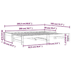 vidaXL Lit coulissant sans matelas gris 2x(90x200) cm pas cher