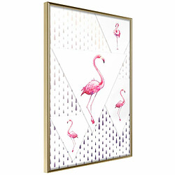 Paris Prix Affiche Murale Encadrée Flamingos and Triangles 20 x 30 cm Or