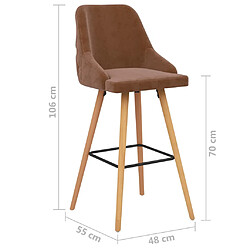 vidaXL Tabourets de bar lot de 2 marron velours pas cher