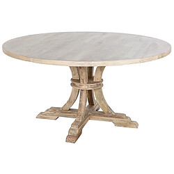 Pegane Table de repas, table à manger ronde en bois de manguier coloris naturel - diamètre 150 x Hauteur 76 cm