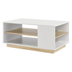 Table Basse avec Étagère de Stockage Trelleborg 46 x 100 x 60 cm Blanc Chêne [en.casa]