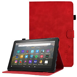 Etui en PU motif en forme de cœur, anti-chocs avec support et porte-cartes pour votre Amazon Fire HD 8 (2020) - rouge