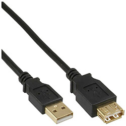 USB 2.0 Rallonge, InLine®, mâle/fem. type A, noir, contacts or, 3m