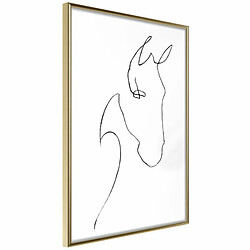 Paris Prix Affiche Murale Encadrée Sketch of a Horse's Head 30 x 45 cm Or