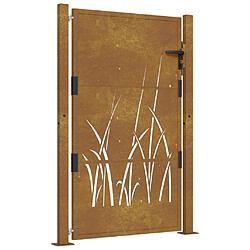 vidaXL Portail de jardin 105x130 cm acier corten conception d'herbe