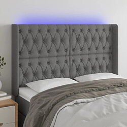 Maison Chic Tête de lit scandinave à LED,meuble de chambre Gris foncé 147x16x118/128 cm Tissu -MN67691