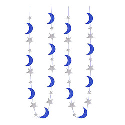 Star Moon Garland Hanging Buntings Ramadan Eid Birthday Party Décors Bleu