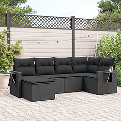 Maison Chic Ensemble Tables et chaises d'extérieur 6pcs avec coussins,Salon de jardin noir résine tressée -GKD626434