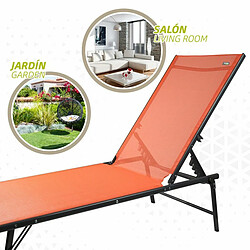 Chaise longue inclinable Aktive Orange 180 x 35 x 49 cm (2 Unités) pas cher