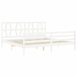 Maison Chic Lit adulte - Cadre Structure de lit avec tête de lit Contemporain blanc 200x200 cm bois massif -MN40261 pas cher