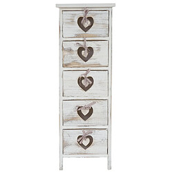 Avis Mendler Commode / table d'appoint Forli / armoire, 5 tiroirs, 86x29x25cm, shabby, vintage ~ blanc