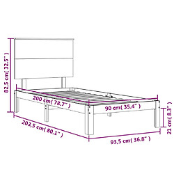 vidaXL Cadre de lit sans matelas 90x200 cm bois de pin massif pas cher