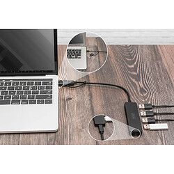 Avis DIGITUS Slim Line 4 Port USB 3.0 Hub - 4X USB-A - 1x USB-C Prise d'alimentation - jusqu'à 5 Gbps - INCL. Adaptateur USB-A vers USB-C - Longueur de câble 0,2m - Noir