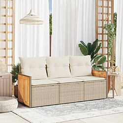 Maison Chic Salon de jardin avec coussins 3 pcs | Ensemble de Table et chaises | Mobilier d'Extérieur beige résine tressée -GKD14667