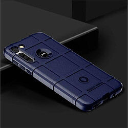 Coque en TPU texture de grille carrée anti-choc épaissir bleu pour votre Motorola Moto G8