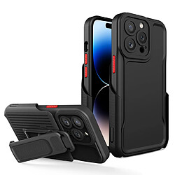 Coque en TPU anti-chocs avec béquille à clip amovible pour votre iPhone 14 Pro Max - noir