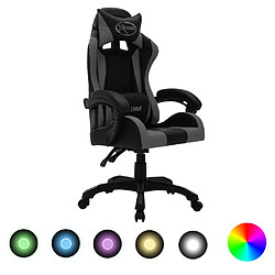 vidaXL Fauteuil de jeux vidéo avec LED RVB Gris et noir Similicuir