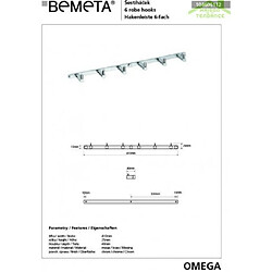 Bemeta - Maison De La Tendance Patère à 6 cintres OMEGA en chrome 41x2,5x4cm