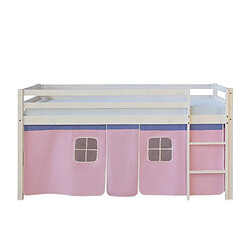 Homestyle4U Lit rose mi-haut 90x200 cm avec sommier matelas