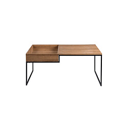 Bestmobilier Tim - table basse - bois et métal noir - 105 cm - style industriel