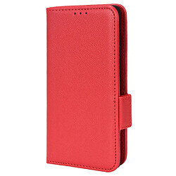 Etui en PU texture litchi, double fermeture magnétique avec support, rouge pour votre Google Pixel 6a