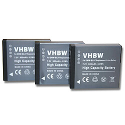 vhbw 3 x batterie Set 600mAh (7.2V) avec Infochip pour caméra Panasonic Lumix DMC-GM5, DMC-GM5K, DMC-GM5KEG-K comme DMW-BLH7, DMW-BLH7E, DMW-BLH7PP.