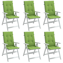 vidaXL Coussins de chaise à dossier haut lot de 6 vert mélangé tissu