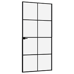 Avis vidaXL Porte d'intérieur Noir 93x201,5 cm Trempé verre aluminium fin