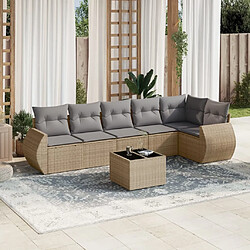 Maison Chic Salon de jardin avec coussins 7 pcs | Ensemble de Table et chaises | Mobilier d'Extérieur beige résine tressée -GKD92977